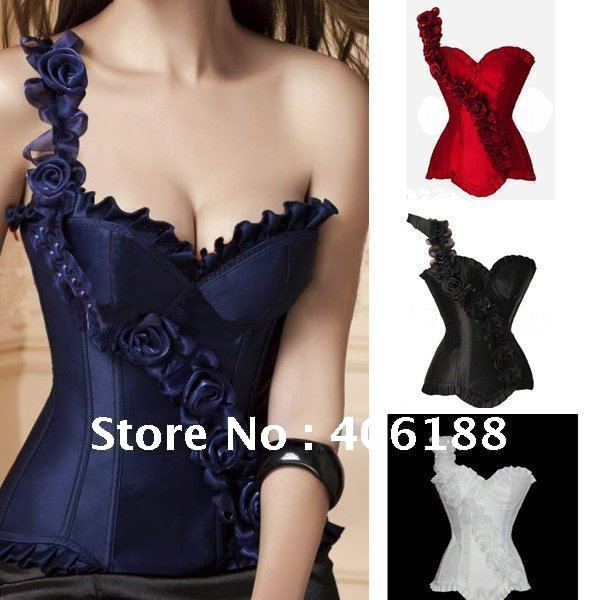 FREESHIPPING!! 5 Colours/ Sexy Boned Lace-up Corset Bustier &G-string Size S M L XL