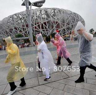 freeshipping 50pcs Disposable Adult Emergency Waterproof Raincoat Hood Poncho Camping one-off Travel Hiking raincoats