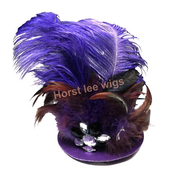 Freeshipping 5pcs/lot Blue Feather Hat mini top hat fascinator millinery Hen Party Hair Clip