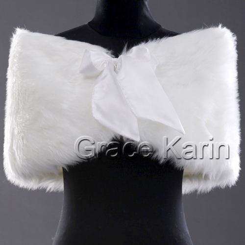 Freeshipping 5pcs/lot GK Faux Fur Wedding Wrap Bridal Shawl Stole Tippet Jacket CL2615