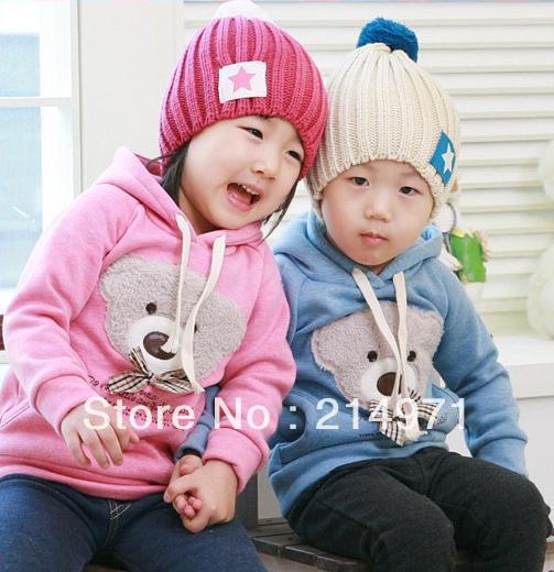 freeshipping!5pcs/lotIN STOCK! new Bear Head Bowtie Sweater Toddler clothes Kids Sweater Babywear new fashion outdoor baby coat