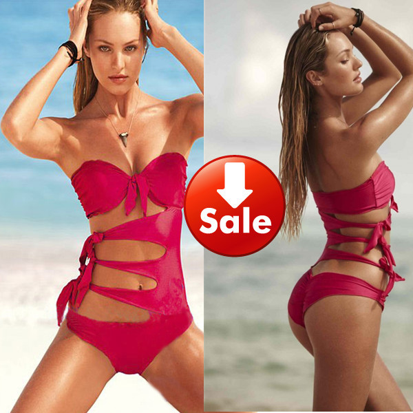 Freeshipping alibaba express discount monokinis bathing suits,Rose red sex cute hollow out one piece swimsuit for women,cheap