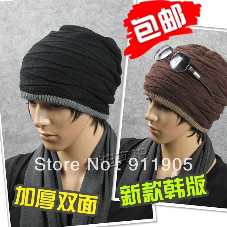 freeshipping Autumn and winter hat male trend double layer knitted hat hip-hop hiphop cap thermal