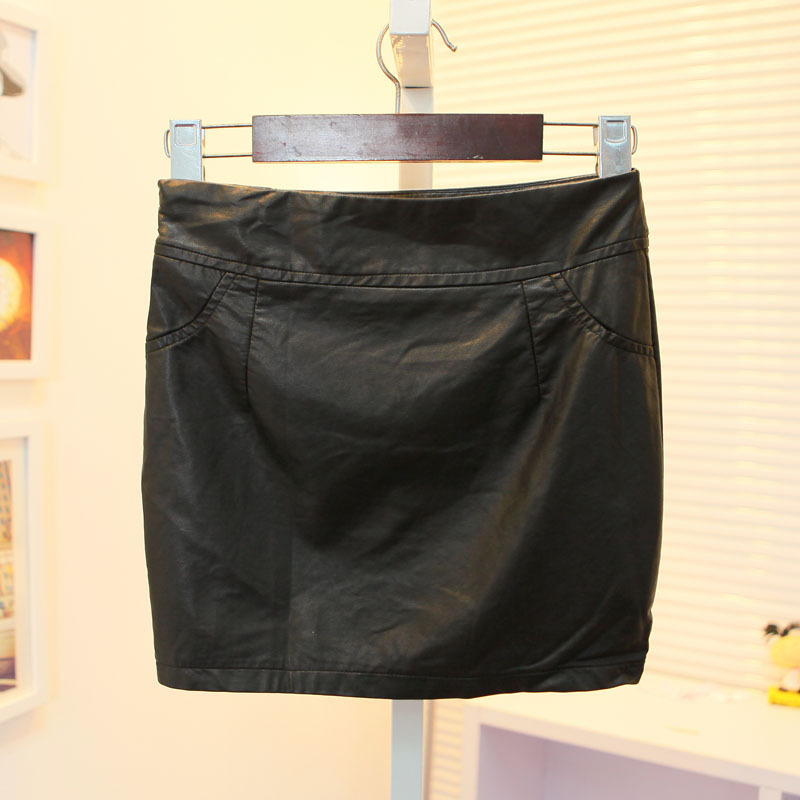 Freeshipping Autumn female half-length leather  PU short  slim hip  bud  step bag  b27 IVU skirt