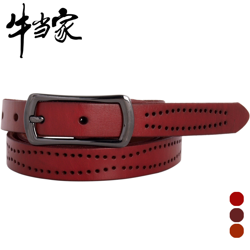 Freeshipping Belt Brand Freeshipping Cattle strap Women red genuine leather  female genuine leather all-match  female np280