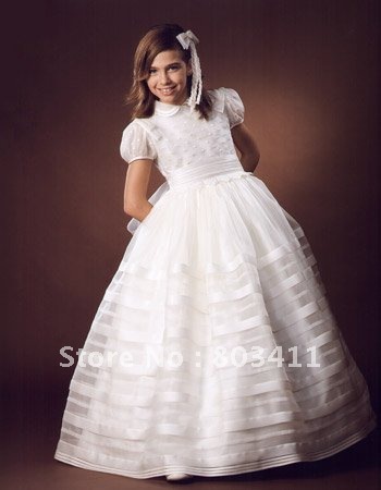 Freeshipping Best Selling Latest Ball Gown Organza Flower Girl Dress