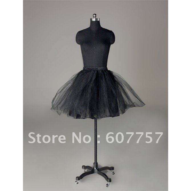 FreeShipping Bridal Accessories- No Hoop Black Organza  Flower Girl Under Wear Inner Petticoat Crinoline Underskirt  PC25