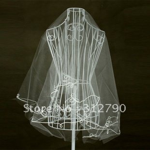 Freeshipping By CHINA POST -- 2012 New arrival , fashion white wedding pridal veils with single layer cheap, 1pcs