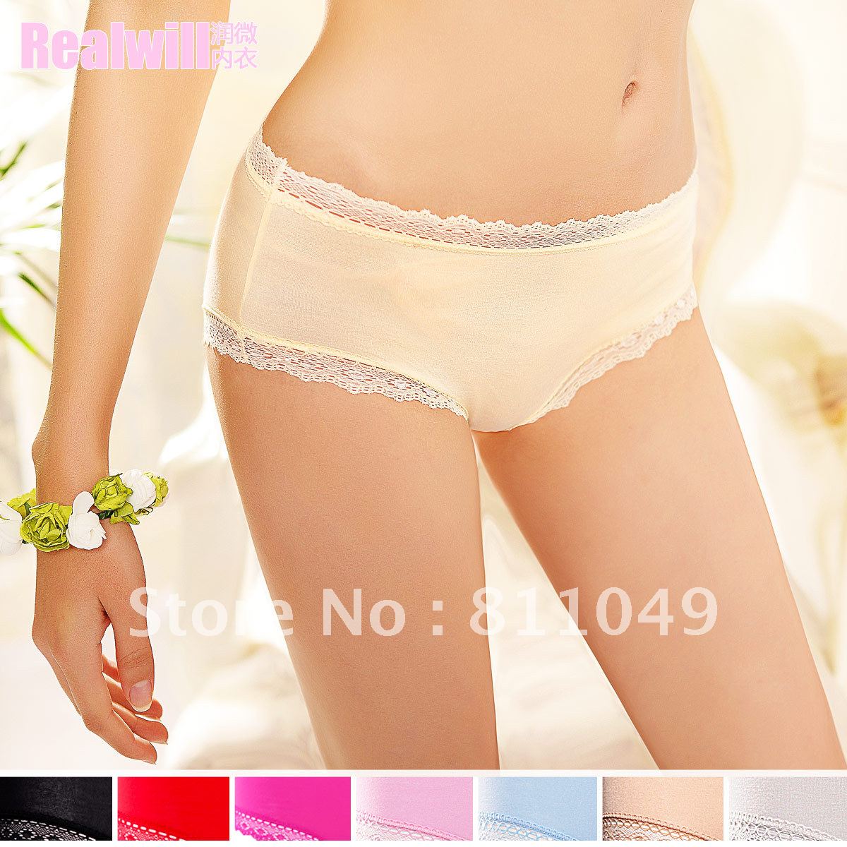 freeshipping  candy color sexy lace modal solid color seamless women's trigonometric mid waist panties