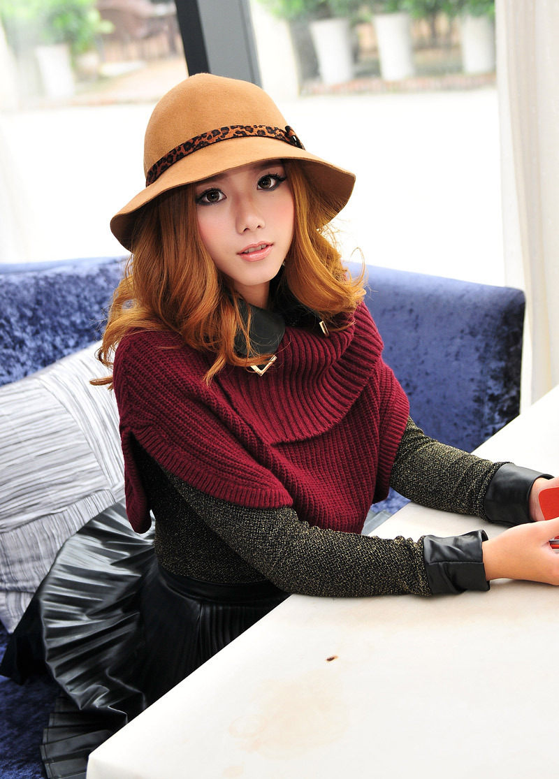 freeshipping Cape style turn-down collar wool knitted cloak all-match wool small cape sweater