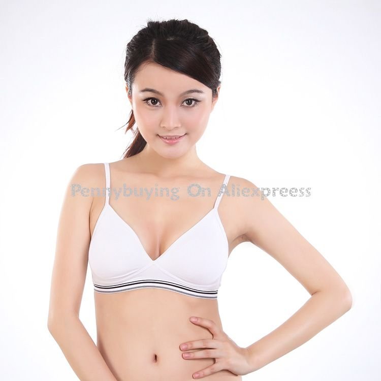 Freeshipping CU1# Full Cup Back Closure Adjusted-straps Cotton Wire Free Ladies Sports Bra Top