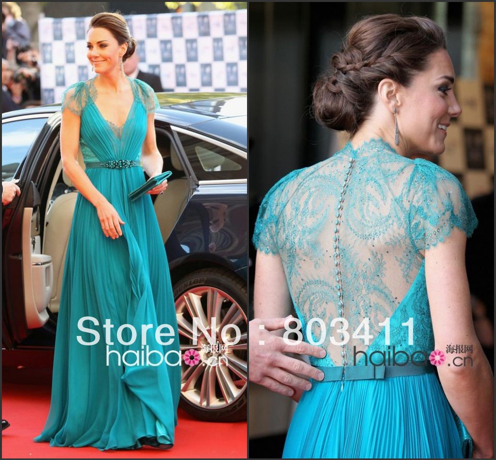 Freeshipping Custom-made Kate Middleton In 2012 Our Greatest Team Rises Celebrity Dress
