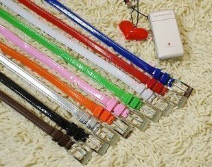 freeshipping Elegant thin all-match belt candy color strap super bright japanned leather belt y01