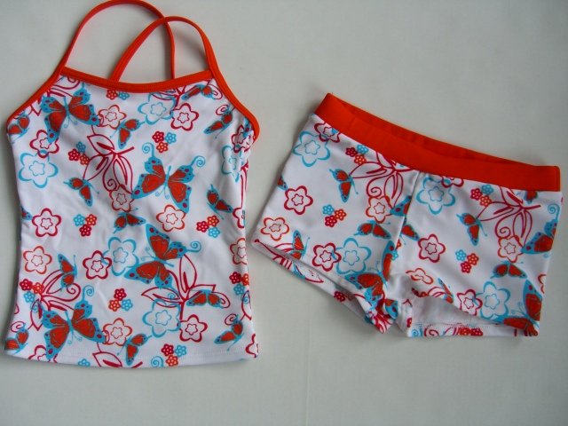 Freeshipping Factory Items Kids' Girls Swimwear AU size Blueflower Colour-4pcs/lot
