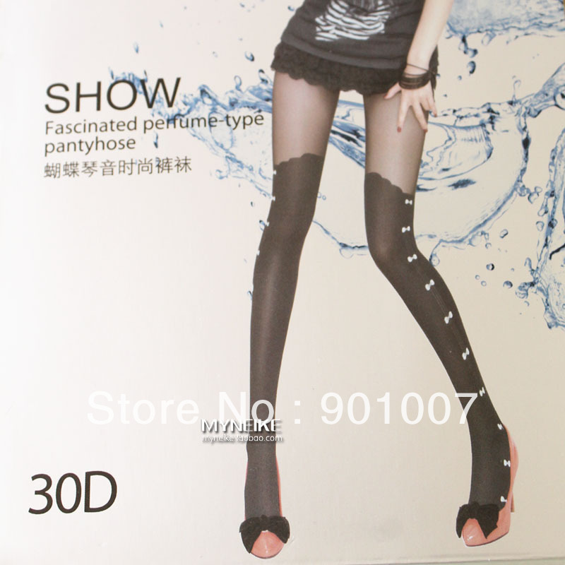 Freeshipping fashion Long bow Core-spun Yarn pantyhose invisible tights t 63