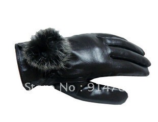 Freeshipping Fashion Women's Leather Winter Thermal Cashmere Lining Gloves ST10005