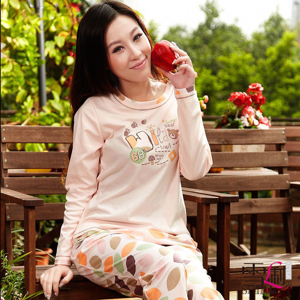 freeshipping Female sleepwear lounge knitted cotton long-sleeve spring and autumn summer set lourie princess 82129