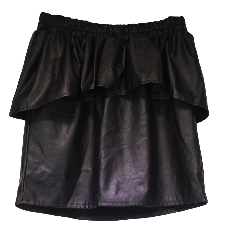 FreeShipping Four seasons all-match slim short skirt bud skirt leather skirt