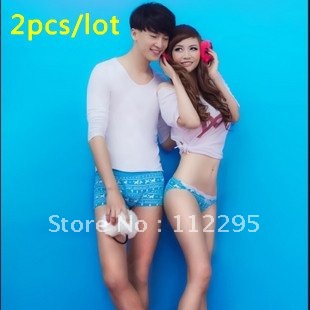 Freeshipping  high quality 2pcs/lot MAOREN underwear christmas cat 100% cotton sexy lace lovers panties male female briefs