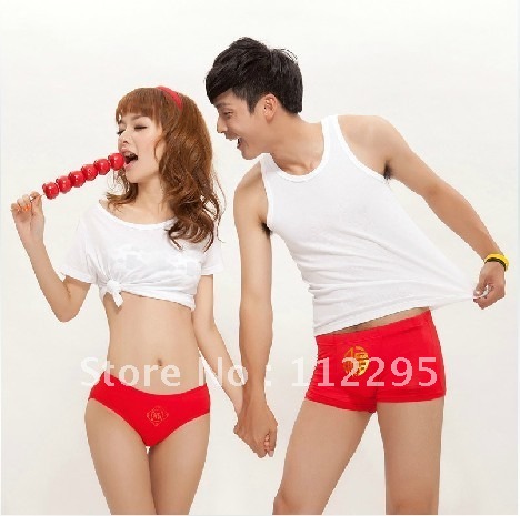Freeshipping High quality sells flat Angle pants Gift MAOREN underwear red lovers panties male female trigonometric sexy panties