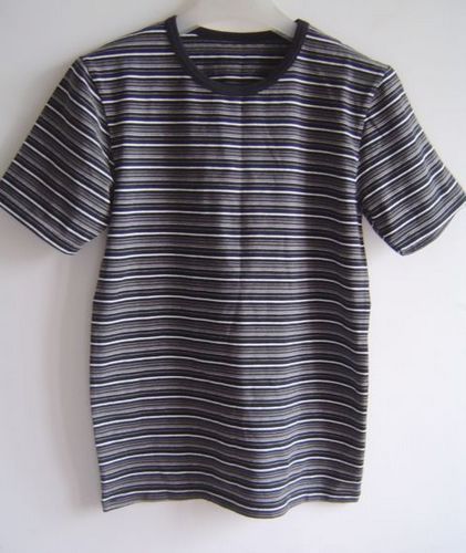 Freeshipping hot Black stripe women's 100% cotton round neck T-shirt sleepwear lounge top
