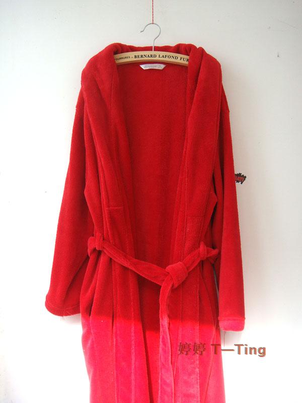 Freeshipping hot Coral fleece sleepwear bathrobes bathrobe women's polka dot lounge