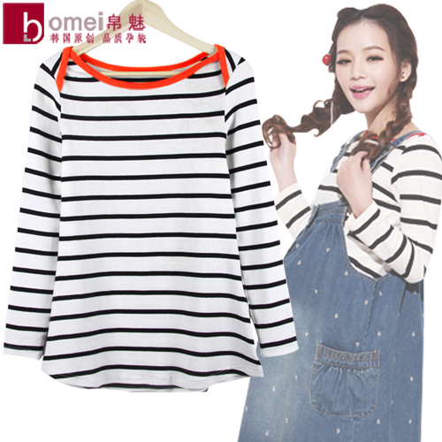 Freeshipping hot Maternity clothing fashion stripe t-shirt long-sleeve top loose basic shirt spring and autumn outerwear 3310