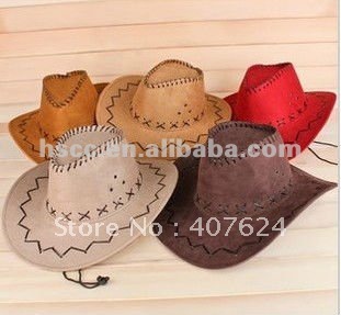 Freeshipping Hot Sale Many Color Suede material Fashion Cowboy Hats