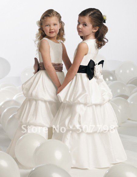 freeshipping+hot sales scoop a-line tiered  crystal taffeta skirt ,cheap little queen flower girl dress for wedding party 2-12