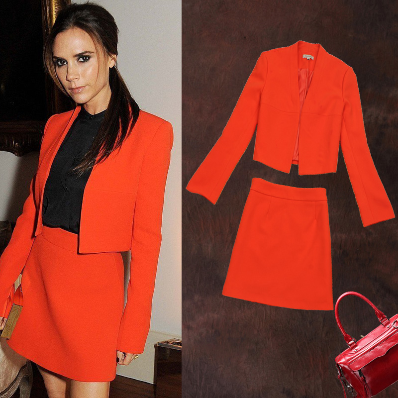 Freeshipping hot Victoria 2013 spring fashion star style elegant slim twinset ol professional set dress