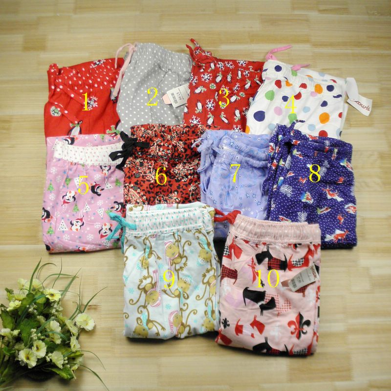 Freeshipping hot Woven 100% cotton flat flannelette spring and autumn Women lounge pants pajama pants trousers