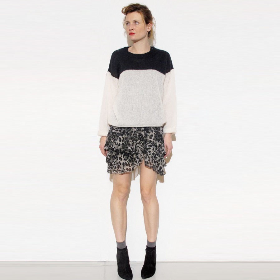 freeshipping Isabel m rant color block decoration mohair sweater simple