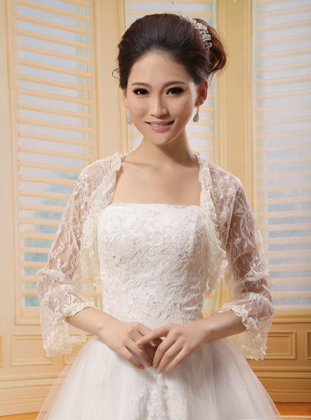Freeshipping! Latest wedding lace jacket bridal wraps,5 colors:ivory,black,red,pink,champagne
