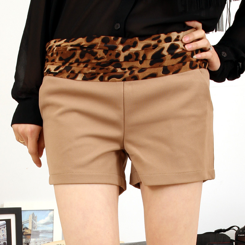 freeshipping Leopard print patchwork suit shorts a09038