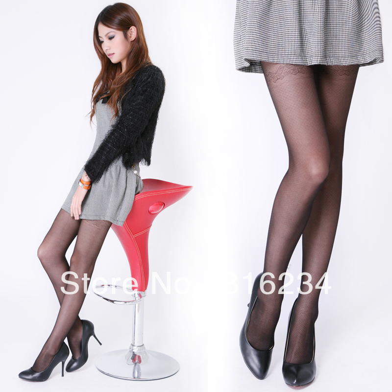 Freeshipping Lovebox butterfly leg rhombus pattern silk stockings female ultra-thin pantyhose