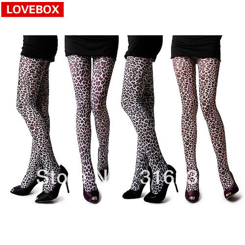 freeshipping Lovebox spring and autumn female thin elastic pantyhose multicolour leopard print  pattern stockings female socks