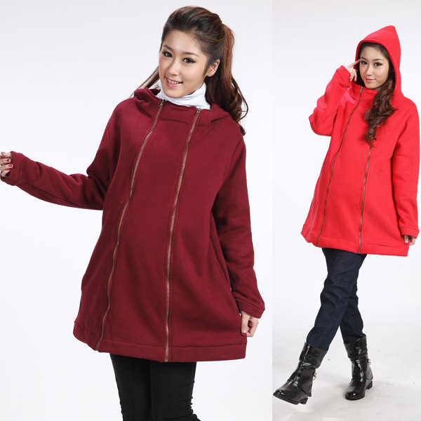 Freeshipping Lucky autumn and winter maternity clothing cotton brushed thick velvet zipper casual maternity outerwear h8818
