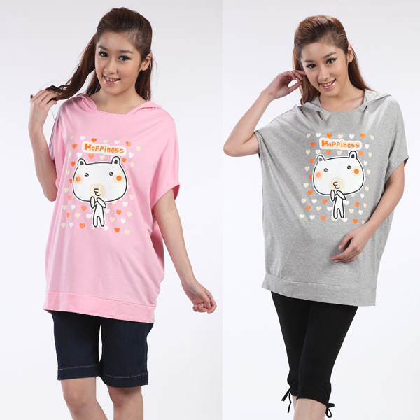 Freeshipping Lucky spring and summer maternity clothing with a hood maternity top casual top t-shirt h8733