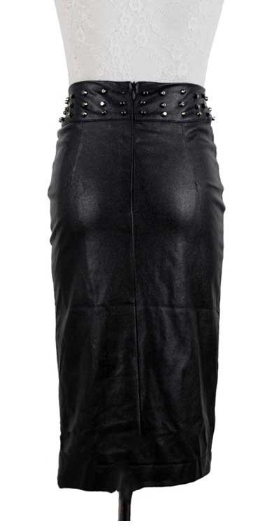 Freeshipping Managirl fashion rivets prettifier slim high waist leather slim hip skirt ol skirts IVU