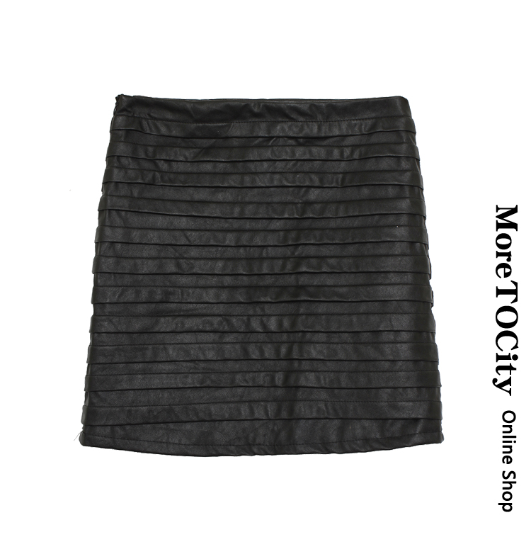 Freeshipping Moretocity winter fashion leather single zipper bust skirt topshop IVU