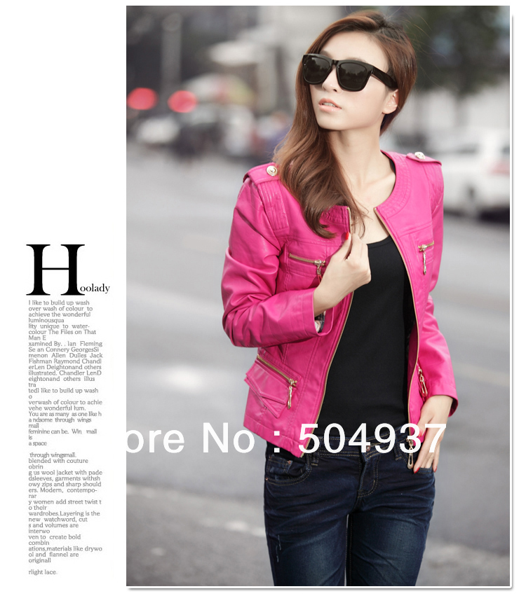 Freeshipping-New Fashion Style Celebrity Women PU Leather Blazer Jacket,Lady Motorcycle Jacket  Coat 0030
