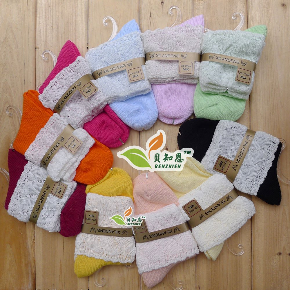 Freeshipping New Fashion Women's Socks  Cotton Lace Piles of socks  knitted Socks