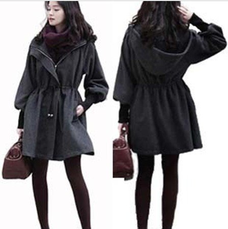 freeshipping ! New han2 ban3 lady collect waist grow upset cotton-padded clothes coat