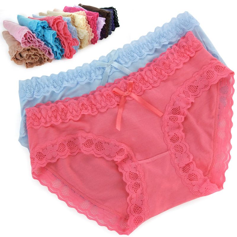 Freeshipping NEW Modal Low-waist Lace Seamless Sexy Women's Plus Size Panties 15 Colors Charm Women's Briefs Ladies' Underwear