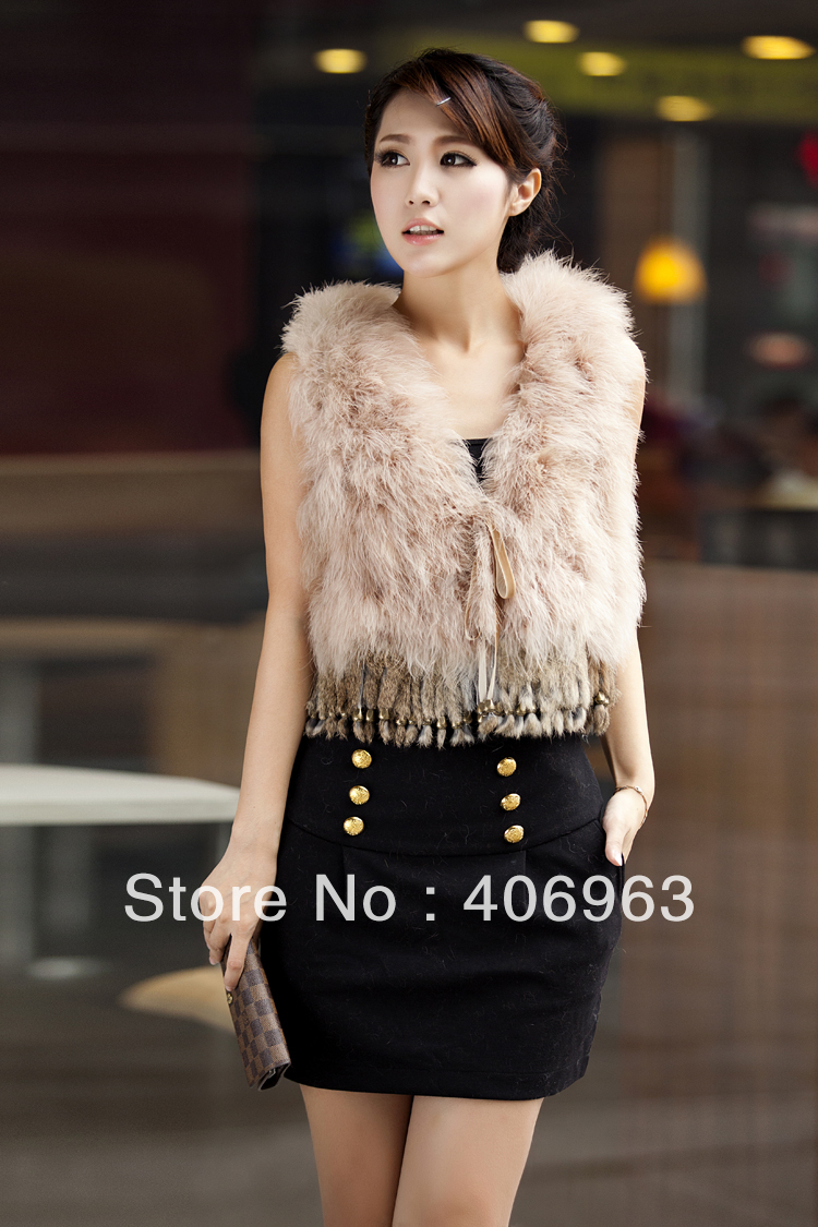 Freeshipping  NEW Ostrich Feather Fur Vest Gilet Turkey Fur soft fashion luxury real fu