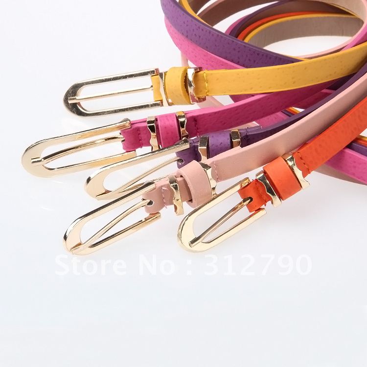 Freeshipping New2012 wholesale Fashion belts for Women Candy color PU leather Thin Belt Promotional gifts , 20pcs/lot