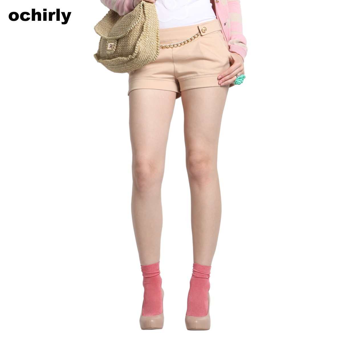Freeshipping Ochirly OCHIRLY women's spring Pink shorts 1111060410