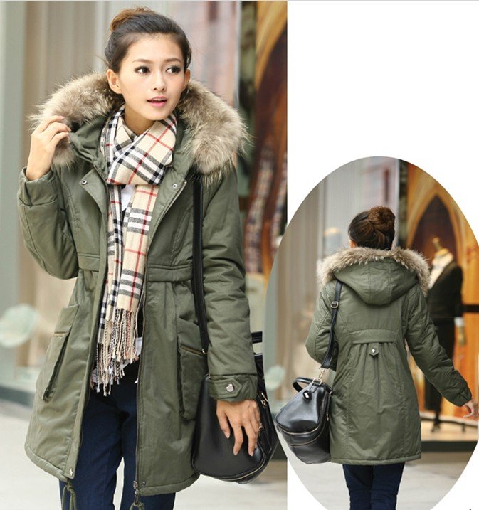 freeshipping ! Raccoon sweater collar dress cotton-padded clothes cultivate one's morality leisure tooling cotton coat