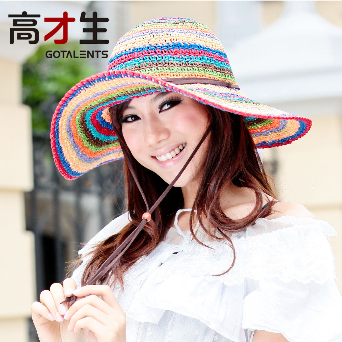 freeshipping retail and wholesale female summer sunbonnet colorful folding big along the cap sun hat E1136