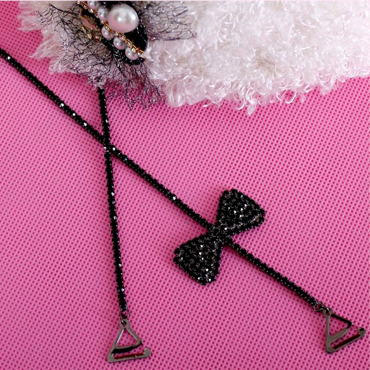 Freeshipping rhinestone shoulder strap diamond underwear belt bra invisible tape single bow black silver